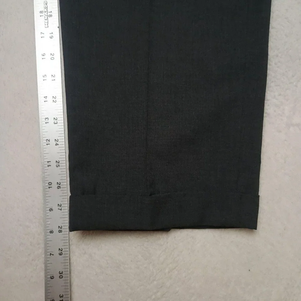 Polo Ralph Lauren Pants Men 36x28 Gray Dress Wool Cuffed Lined Flat Front Hole
